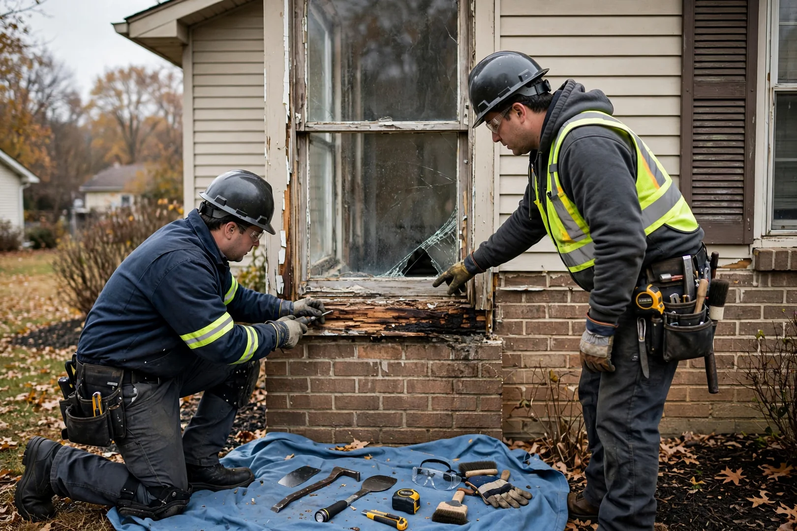 Fogged double pane window showing failed seal on an older St Peters home